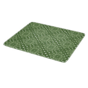 Elegant Floral Pattern with Red and Blue Leaves Cu Cutting Board