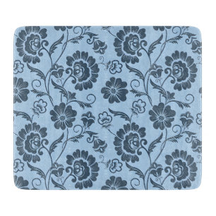 Elegant Floral Pattern with Red and Blue Leaves Cu Cutting Board