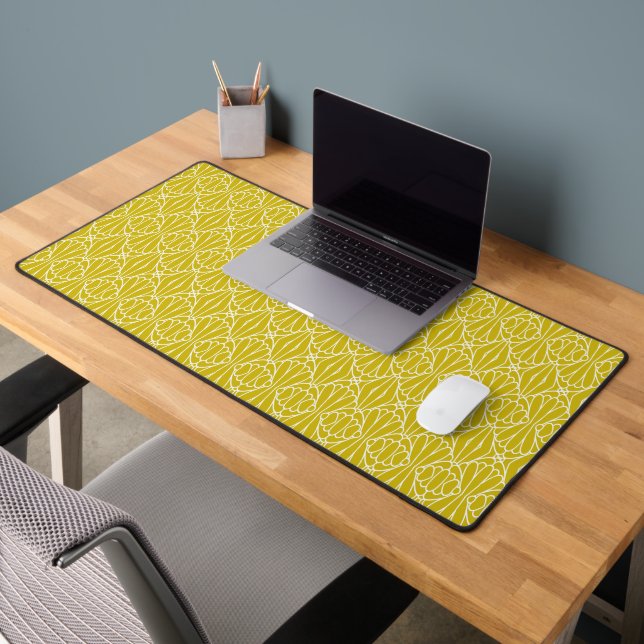Elegant Floral Pattern with Red and Blue Leaves De Desk Mat (Office 2)