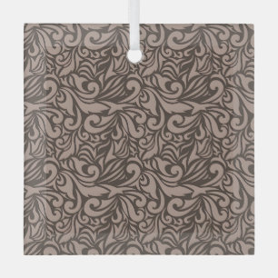 Elegant Floral Pattern with Red and Blue Leaves Gl Glass Tree Decoration