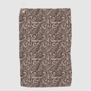 Elegant Floral Pattern with Red and Blue Leaves Go Golf Towel