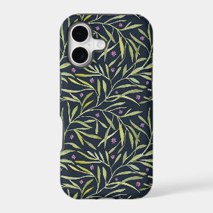 Elegant Floral Pattern with Red and Blue Leaves iP