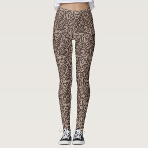 Elegant Floral Pattern with Red and Blue Leaves Le Leggings