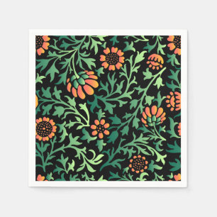 Elegant Floral Pattern with Red and Blue Leaves Na Napkin
