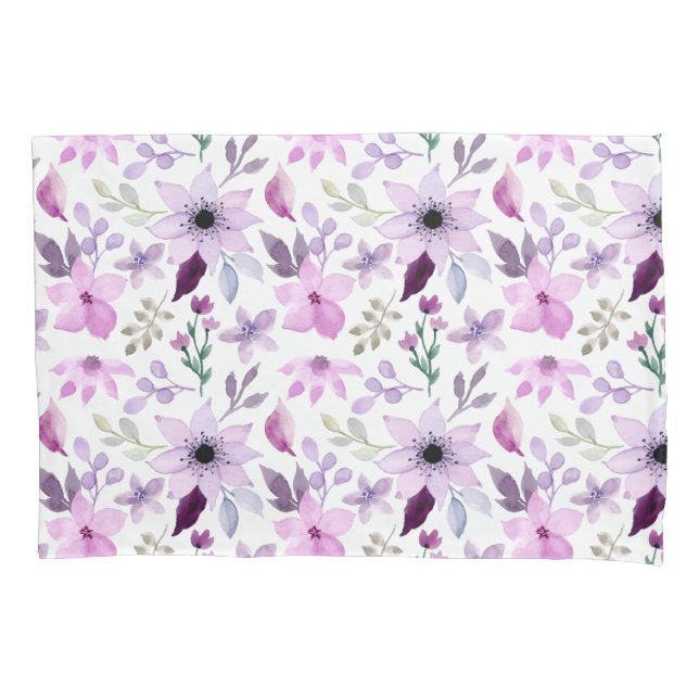 Elegant Floral Pattern with Red and Blue Leaves Pi Pillowcase (Front-Left)