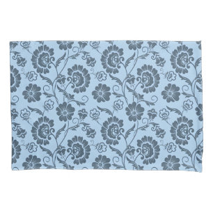 Elegant Floral Pattern with Red and Blue Leaves Pi Pillowcase