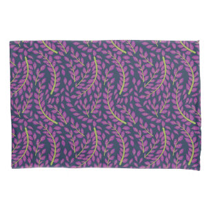 Elegant Floral Pattern with Red and Blue Leaves Pi Pillowcase