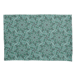 Elegant Floral Pattern with Red and Blue Leaves Pi Pillowcase