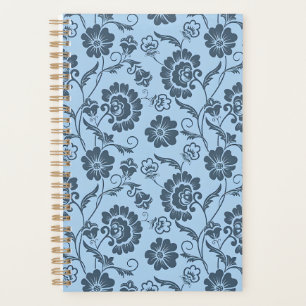 Elegant Floral Pattern with Red and Blue Leaves Pl Planner