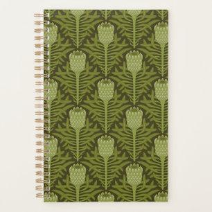Elegant Floral Pattern with Red and Blue Leaves Pl Planner