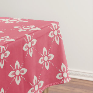 Elegant Floral Pattern with Red and Blue Leaves Ta Tablecloth