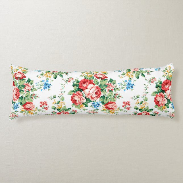Elegant Floral Pattern with Rose Design Element Body Cushion (Front)
