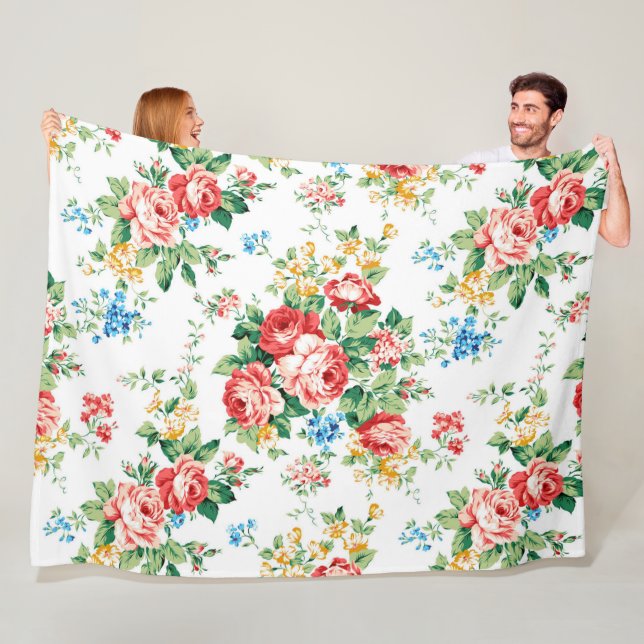 Elegant Floral Pattern with Rose Design Element Fleece Blanket (In Situ)