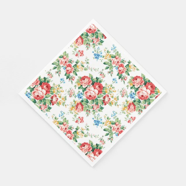 Elegant Floral Pattern with Rose Design Element Napkin (Corner)