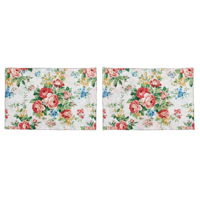 Elegant Floral Pattern with Rose Design Element Pillowcase (Back-Set)