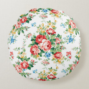 Elegant Floral Pattern with Rose Design Element Round Cushion