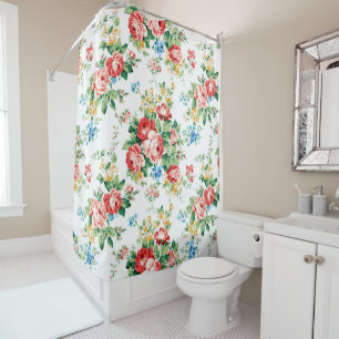 Elegant Floral Pattern with Rose Design Element Shower Curtain