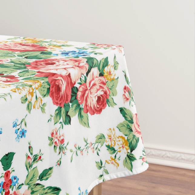 Elegant Floral Pattern with Rose Design Element Tablecloth (In Situ)