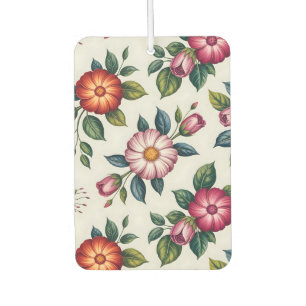 Elegant Floral Pattern with Roses and Daisies Car Air Freshener