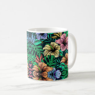 Elegant Floral Pattern with Vibrant Botanical  Coffee Mug