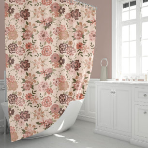 Elegant Floral Peach Shower Curtain