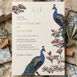 Elegant Floral Peacock Gold Wedding