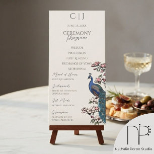 Elegant Floral Peacock Order of Service Programs