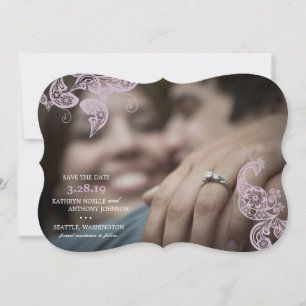 Elegant Floral Peacock Purple Photo Save The Date