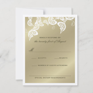 Elegant Floral Peacock White Wedding RSVP Card