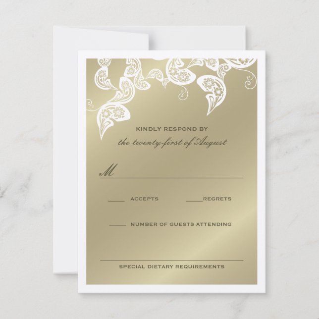 Elegant Floral Peacock White Wedding RSVP Card (Front)