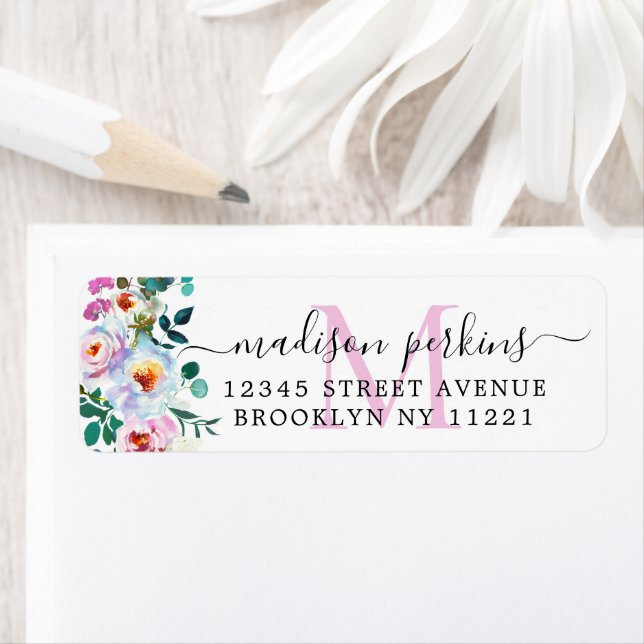 Elegant Floral Peony Blush Pink Script Monogram (Insitu)