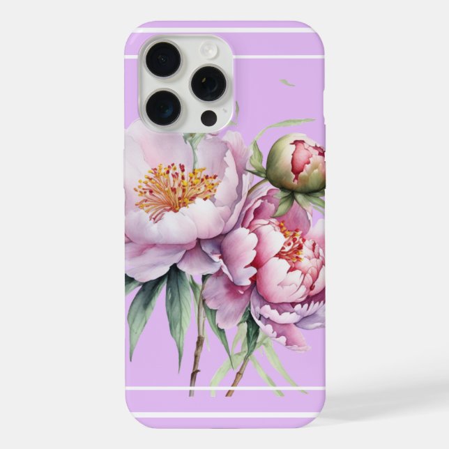 Elegant Floral Peony iPhone15 Pro MaxCase - Lilac iPhone Case (Back)