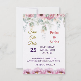 Elegant Floral Peony Save The Date Invitation