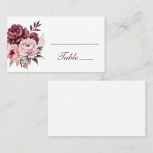 Elegant Floral Peony Watercolor Flowers Wedding Place Card