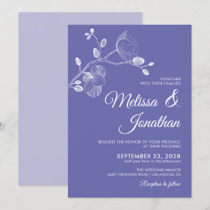 Elegant floral periwinkle white orchids wedding invitation