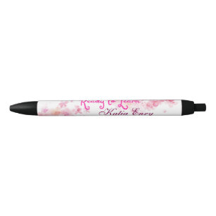 Élégant floral personalised black pen