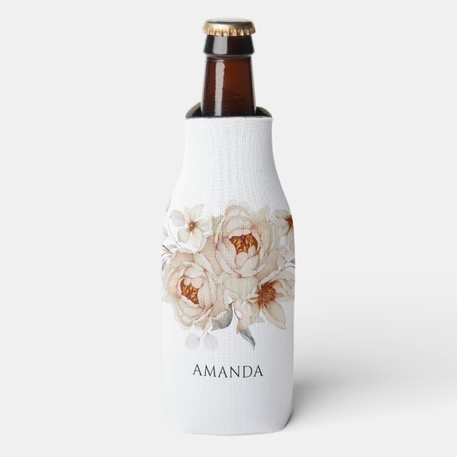 Elegant Floral Personalised Bottle Cooler (Bottle Front)
