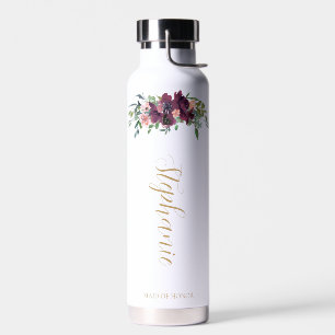 Elegant Floral Personalised Bridesmaid Proposal Water Bottle