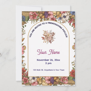 Elegant Floral Personalised Friendsgiving Invitation