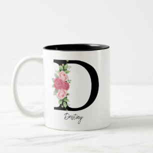 Elegant Floral Personalised Monogram Coffee Mug D