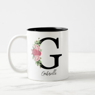 Elegant Floral Personalised Monogram Coffee Mug G