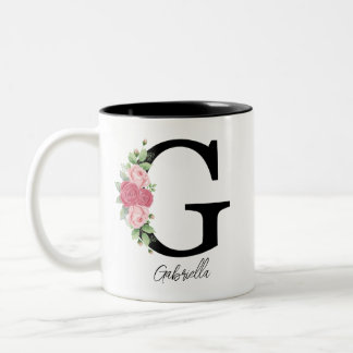 Elegant Floral Personalised Monogram Coffee Mug G