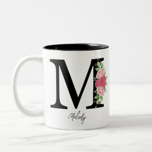 Elegant Floral Personalised Monogram Coffee Mug M