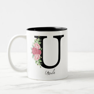 Elegant Floral Personalised Monogram Coffee Mug U