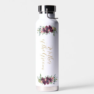 Elegant Floral Personalised Mother of the Groom Water Bottle
