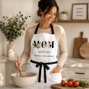 Elegant Floral Personalised Mum Kitchen Apron