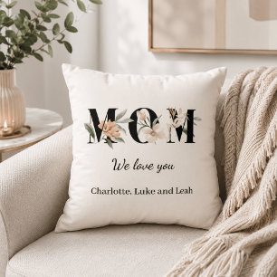 Elegant Floral Personalised Mum Throw Pillow Gift