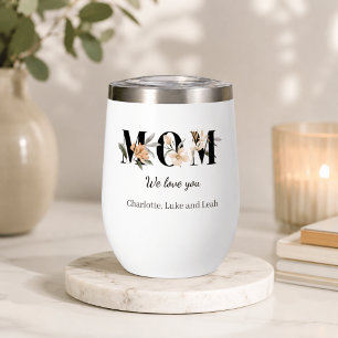 Elegant Floral Personalised Mum Wine Tumbler