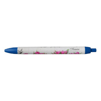 Élégant Floral personalised pen black ink
