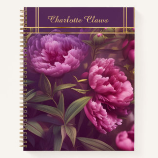 Elegant Floral Personalised Peony Notebook